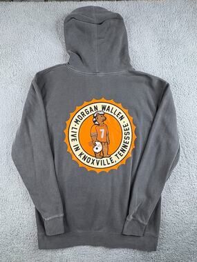 Morgan Wallen Knoxville Tennessee Concert Hoodie Mens SZ XL Gray Long Sleeves